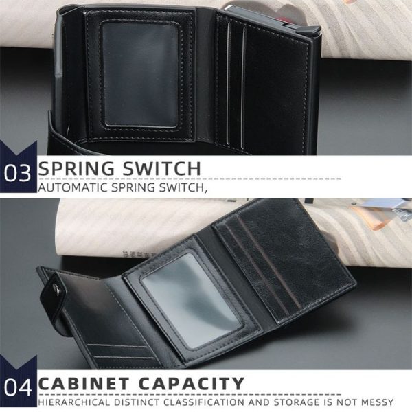 Baellerry RFID Anti-Theft Automatic Pop-Up Card Wallet Buckle Metal Aluminum Shell Card Holder (Yellow Brown) - Image 7