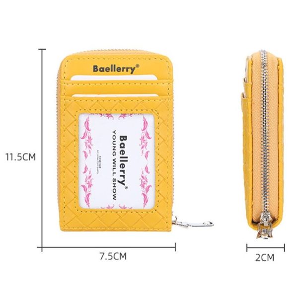 Baellerry Large Capacity Woven Organ Card Holder Thin Zipper Coin Purse (Brown) - Image 3