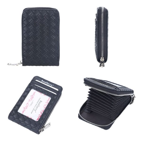 Baellerry Large Capacity Woven Organ Card Holder Thin Zipper Coin Purse (Brown) - Image 4