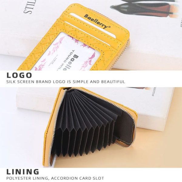 Baellerry Large Capacity Woven Organ Card Holder Thin Zipper Coin Purse (Brown) - Image 6