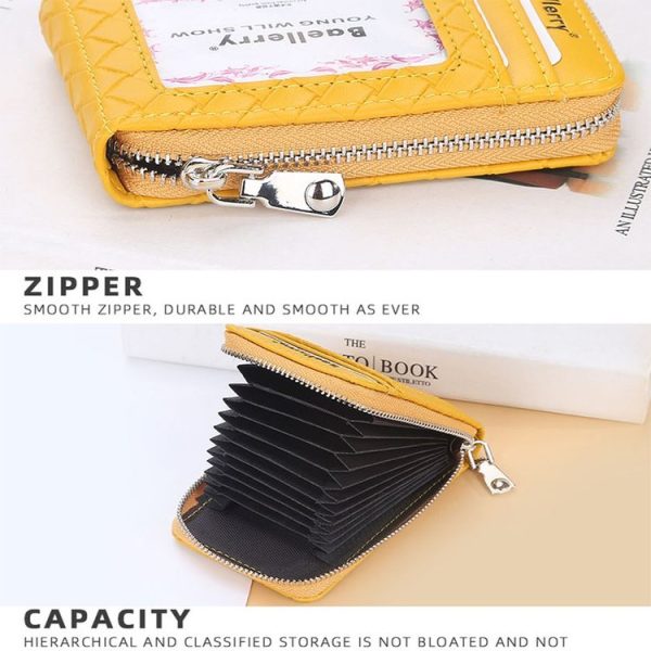 Baellerry Large Capacity Woven Organ Card Holder Thin Zipper Coin Purse (Brown) - Image 7