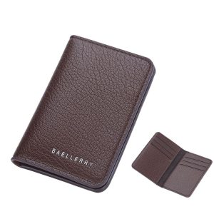 Baellerry Thin and Light Multi-card Card Bag Litchi Pattern Soft Leather Card Holder (Coffee)