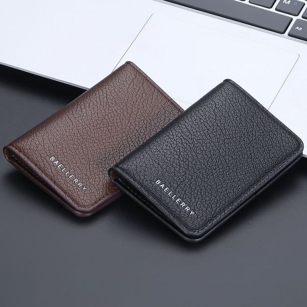Baellerry Thin and Light Multi-card Card Bag Litchi Pattern Soft Leather Card Holder (Coffee) - Image 3