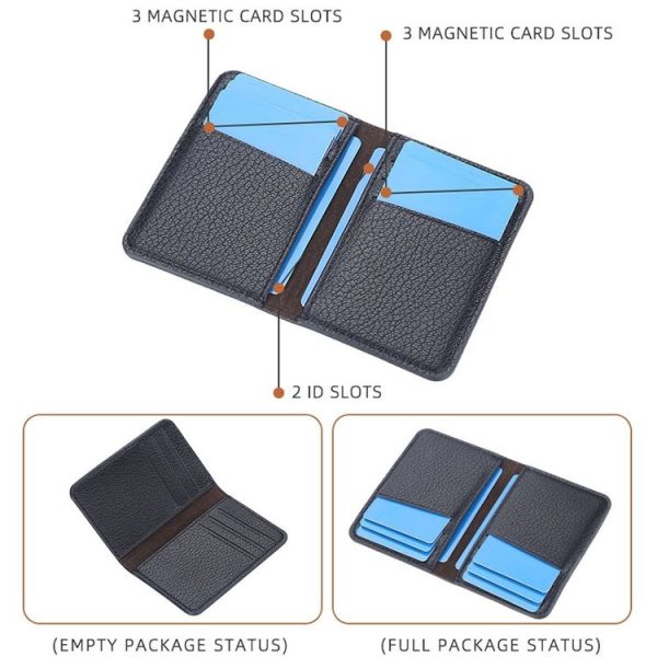 Baellerry Thin and Light Multi-card Card Bag Litchi Pattern Soft Leather Card Holder (Coffee) - Image 5