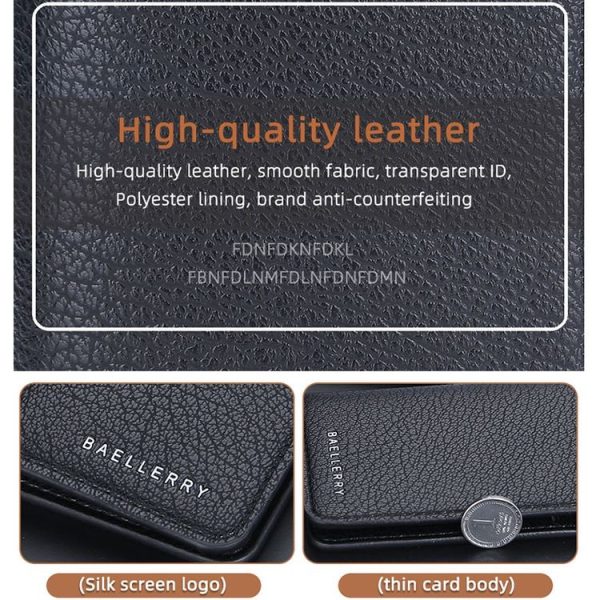 Baellerry Thin and Light Multi-card Card Bag Litchi Pattern Soft Leather Card Holder (Coffee) - Image 6