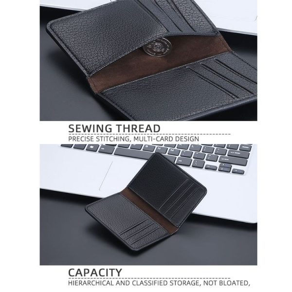 Baellerry Thin and Light Multi-card Card Bag Litchi Pattern Soft Leather Card Holder (Coffee) - Image 7