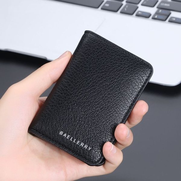 Baellerry Thin and Light Multi-card Card Bag Litchi Pattern Soft Leather Card Holder (Coffee) - Image 8