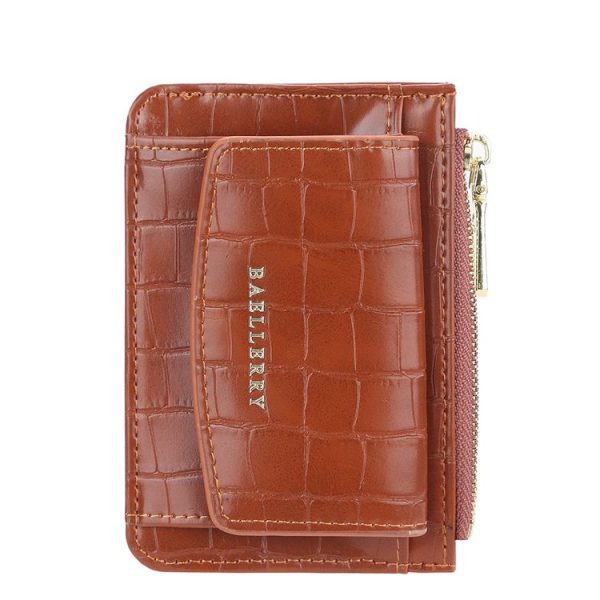 Baellerry Crocodile Pattern Multifunctional Card Holder Small Zipper Coin Purse (Brown)