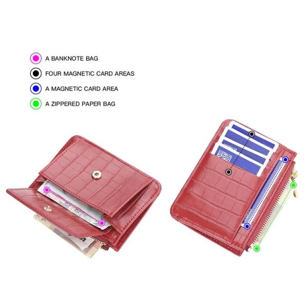 Baellerry Crocodile Pattern Multifunctional Card Holder Small Zipper Coin Purse (Brown) - Image 4