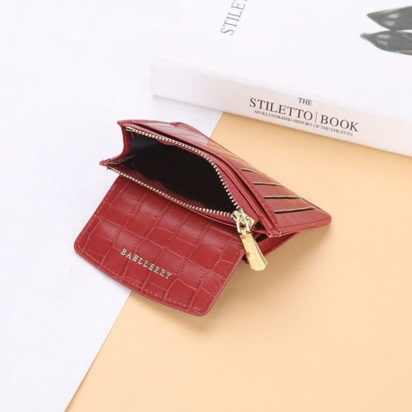 Baellerry Crocodile Pattern Multifunctional Card Holder Small Zipper Coin Purse (Brown) - Image 5