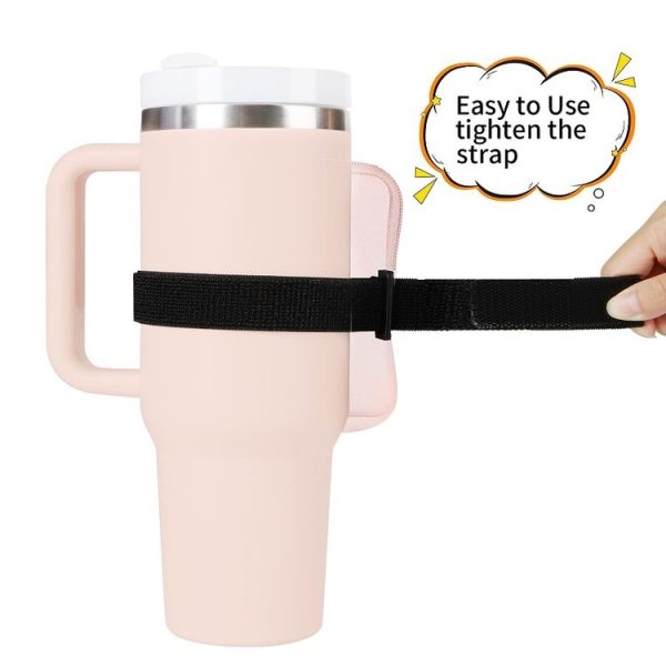 Water Cup Sided Storage Pockets With Zipper Fit For 40Oz Tumbler Single Pocket (Black) - Image 5