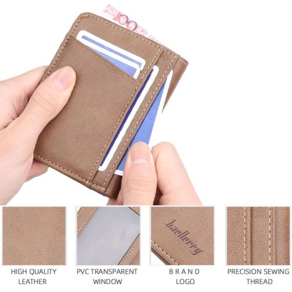 Baellerry Thin Multi-Card Slots Men Wallet Multifunctional Driver License Card Holder (Brown) - Image 5