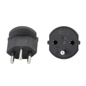 EU to Switzerland Convertible Plug With Ground Wire Travel Adaptor (Black)