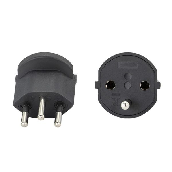 EU to Switzerland Convertible Plug With Ground Wire Travel Adaptor (Black)
