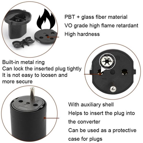 EU to Switzerland Convertible Plug With Ground Wire Travel Adaptor (Black) - Image 4