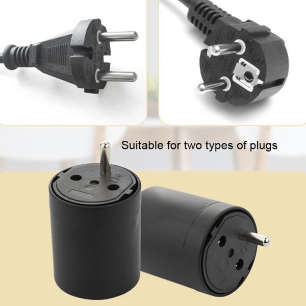 EU to Switzerland Convertible Plug With Ground Wire Travel Adaptor (Black) - Image 5
