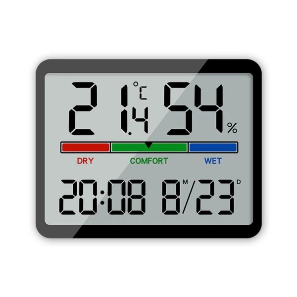 Magnetic LCD Digital Aalarm Clock Large Screen With Temperature Humidity Display (8280 Black)