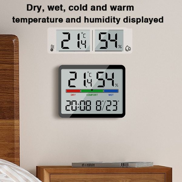 Magnetic LCD Digital Aalarm Clock Large Screen With Temperature Humidity Display (8280 Black) - Image 4