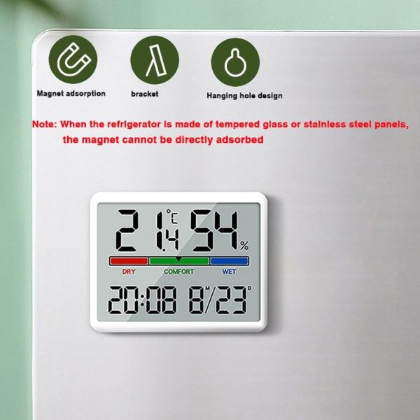 Magnetic LCD Digital Aalarm Clock Large Screen With Temperature Humidity Display (8280 Black) - Image 5