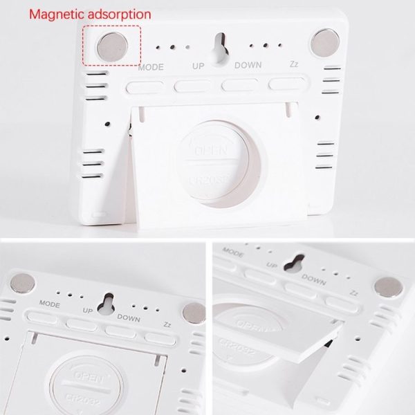 Magnetic LCD Digital Aalarm Clock Large Screen With Temperature Humidity Display (8280 Black) - Image 7