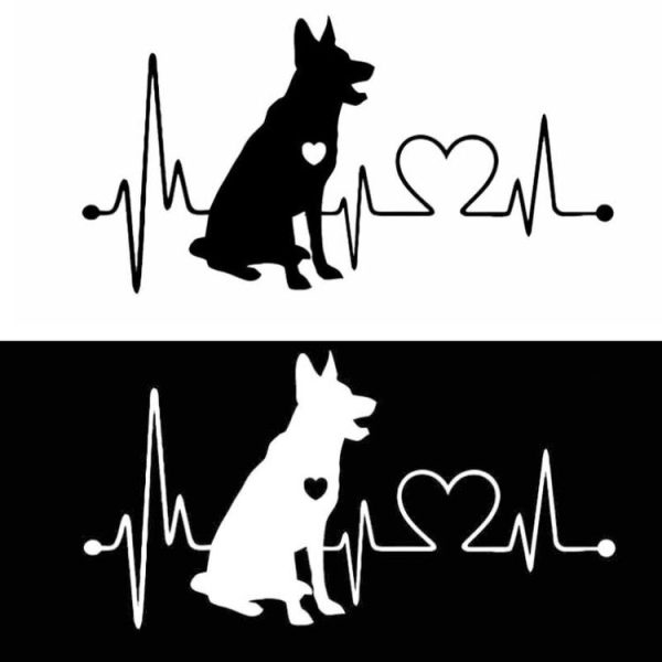10pcs German Shepherd Cartoon Animal Car Sticker (Black) - Image 2
