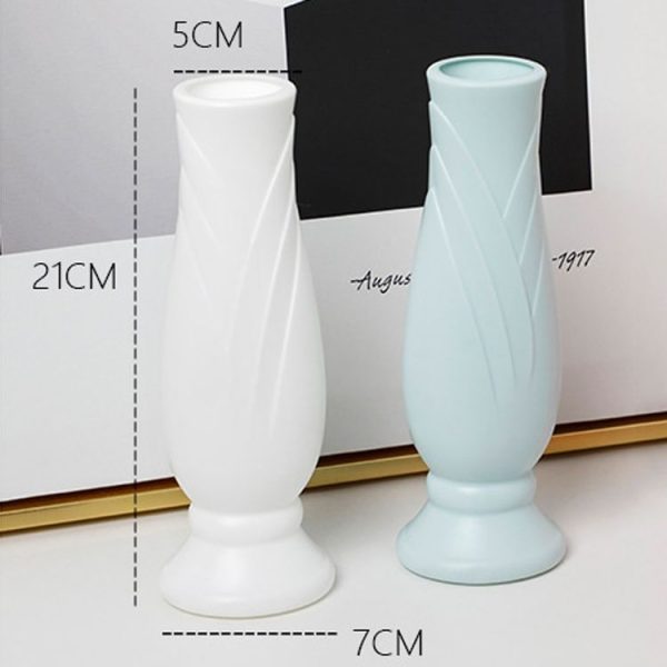Petal Shaped Simple Drop-Proof PE Vase Imitation Porcelain Home Decoration Ornaments (White) - Image 3