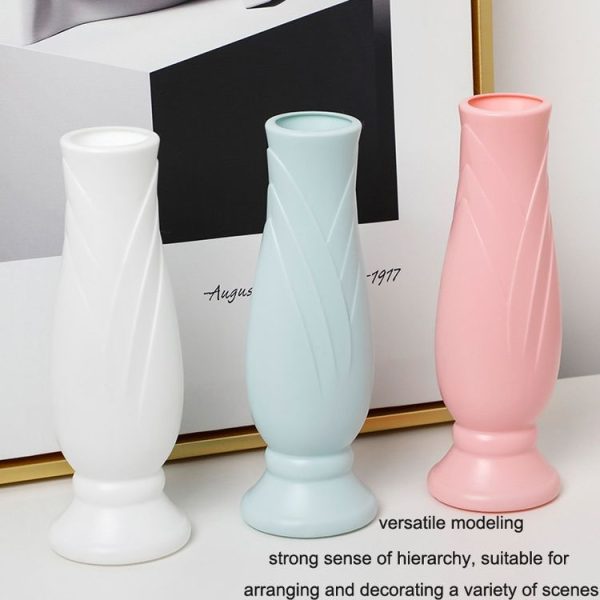 Petal Shaped Simple Drop-Proof PE Vase Imitation Porcelain Home Decoration Ornaments (White) - Image 5