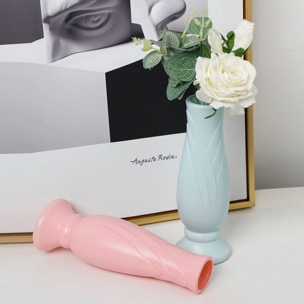 Petal Shaped Simple Drop-Proof PE Vase Imitation Porcelain Home Decoration Ornaments (White) - Image 7