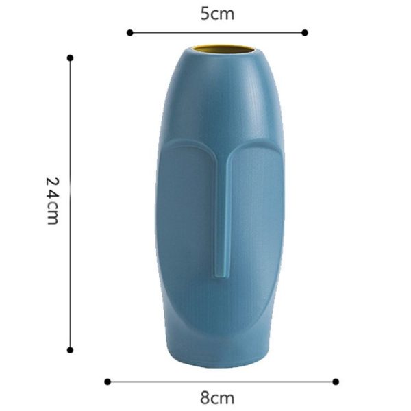Durable Drop-Proof And Crack-Proof Thickened PE Dried Flower Ornaments Imitation Glaze Living Room Flower Arrangement Vase (Sea Blue) - Image 2