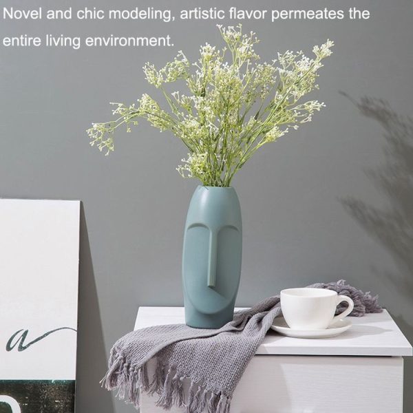 Durable Drop-Proof And Crack-Proof Thickened PE Dried Flower Ornaments Imitation Glaze Living Room Flower Arrangement Vase (Sea Blue) - Image 4