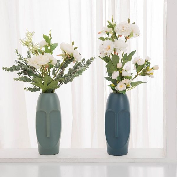 Durable Drop-Proof And Crack-Proof Thickened PE Dried Flower Ornaments Imitation Glaze Living Room Flower Arrangement Vase (Sea Blue) - Image 7