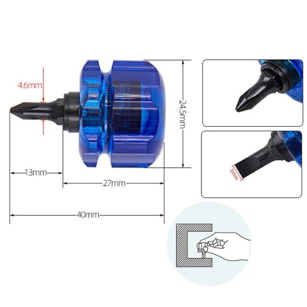 HSD HS-105 Portable Short Handle Phillips And Straight 2 In 1 Screwdriver With Magnetism - Image 2