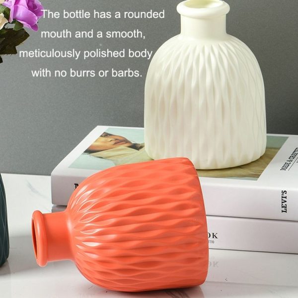 Drop Resistant PE Potted Plant Vase Colorful Imitation Porcelain Decorative Arrangement For Wet And Dry Use (Milk White) - Image 3