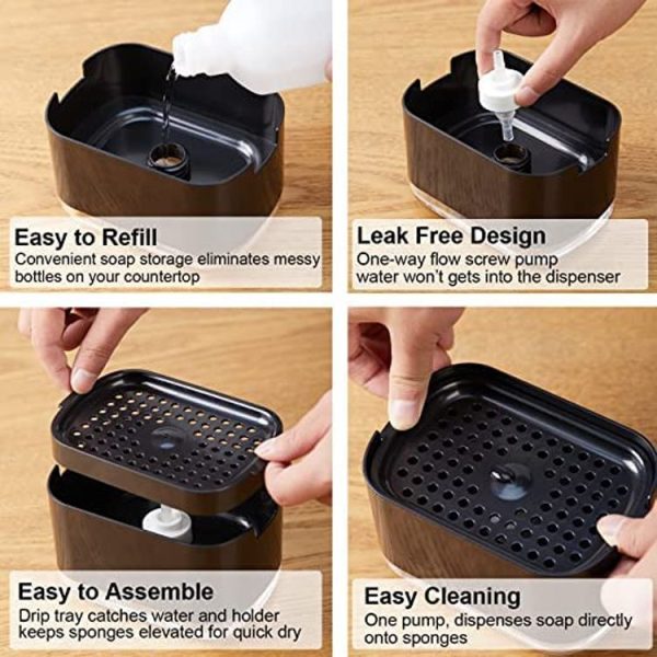 Press Type Soap Dispenser Detachable Double Layer Drainage Design Soap Dish, Spec: White No sponge - Image 10