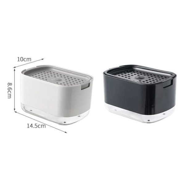 Press Type Soap Dispenser Detachable Double Layer Drainage Design Soap Dish, Spec: White No sponge - Image 2