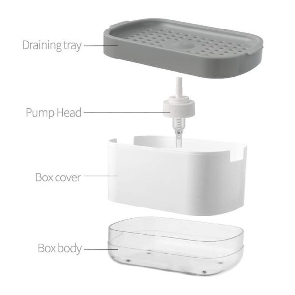 Press Type Soap Dispenser Detachable Double Layer Drainage Design Soap Dish, Spec: White No sponge - Image 3