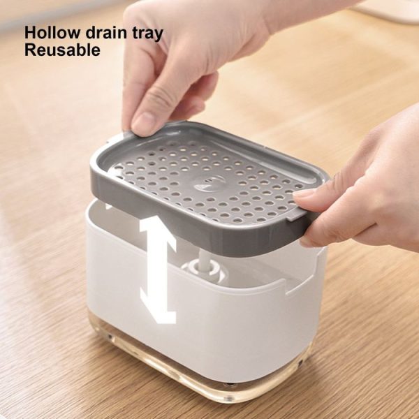 Press Type Soap Dispenser Detachable Double Layer Drainage Design Soap Dish, Spec: White No sponge - Image 5