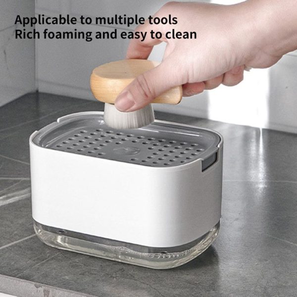 Press Type Soap Dispenser Detachable Double Layer Drainage Design Soap Dish, Spec: White No sponge - Image 6