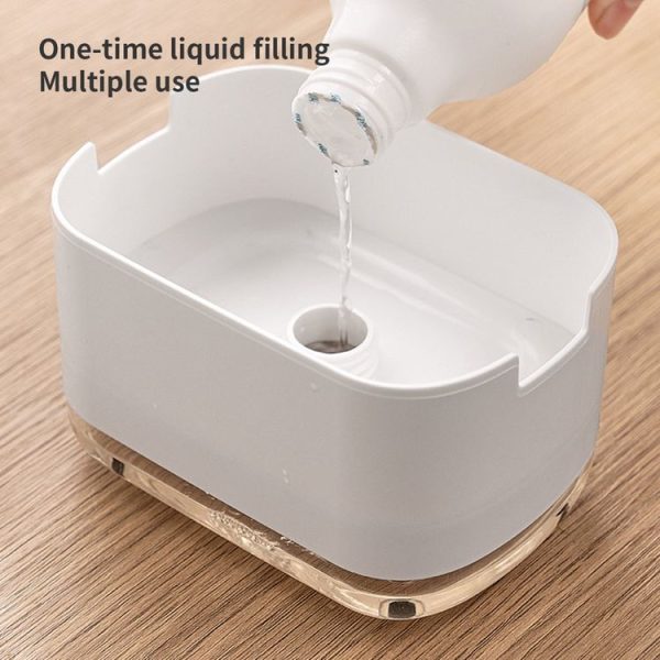 Press Type Soap Dispenser Detachable Double Layer Drainage Design Soap Dish, Spec: White No sponge - Image 7