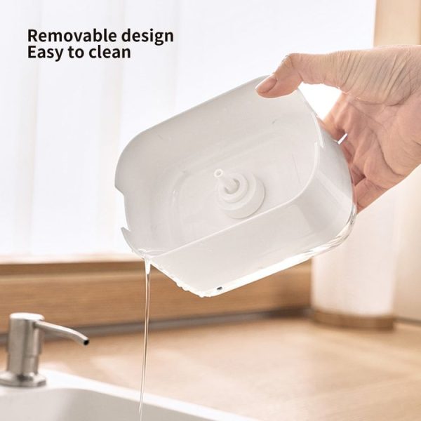 Press Type Soap Dispenser Detachable Double Layer Drainage Design Soap Dish, Spec: White No sponge - Image 8