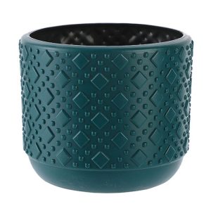 Simple PE Vase Wet And Dry Flower Arrangement Container Imitation Glaze Decorative Wrestling Resistant Flower Pot (Sea Blue)