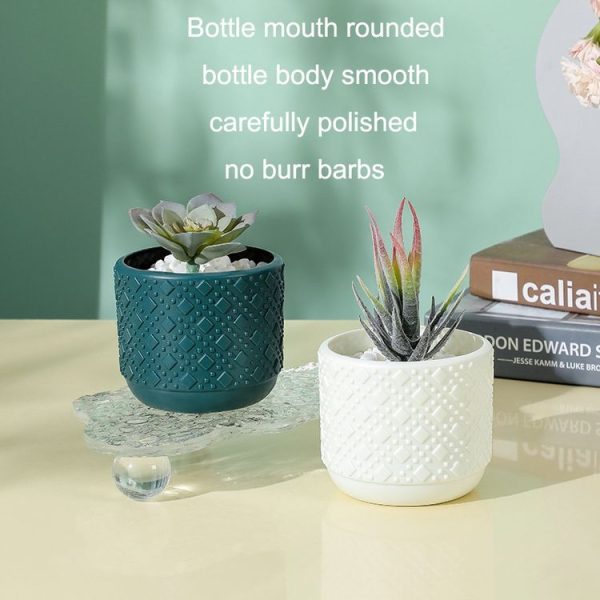 Simple PE Vase Wet And Dry Flower Arrangement Container Imitation Glaze Decorative Wrestling Resistant Flower Pot (Sea Blue) - Image 3