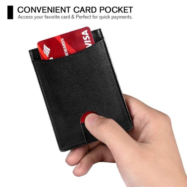 RFID Anti-Theft Brush Leather Multi Card Pocket Coin Wallet Credit Card Case (Carbon Fiber+Orange Inside) - Image 3