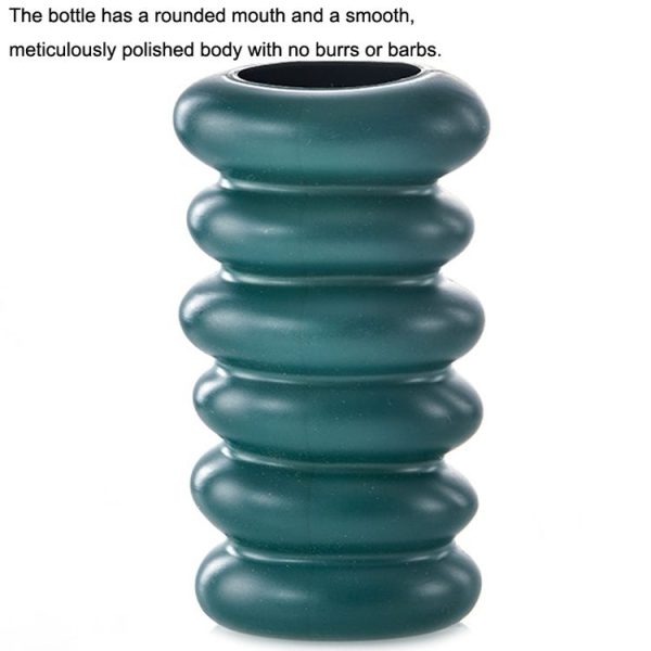 Plastic Spiral Wet & Dry Flower Vase Imitation Glaze Porcelain Flower Arrangement (Dark Green) - Image 3