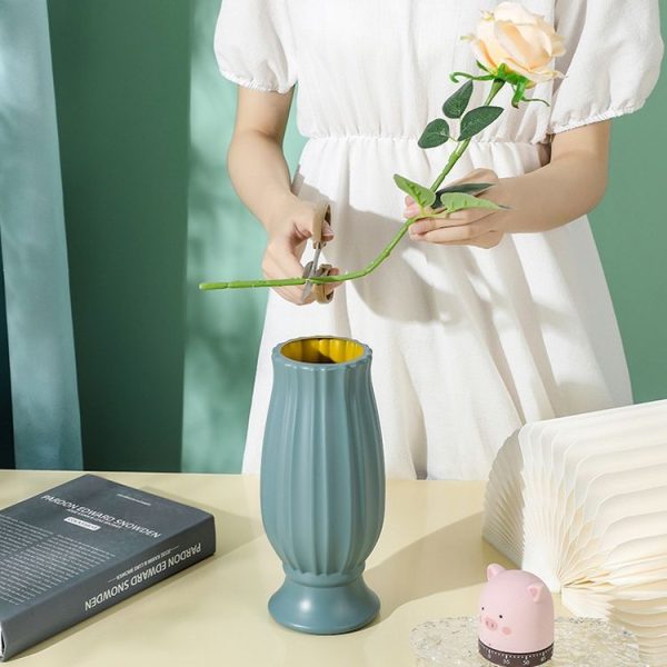Simple Straight Living Room PE Flower Arrangement Vase Arrangement Dried Flowers Soft Decorations (Sea Blue) - Image 4