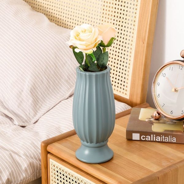 Simple Straight Living Room PE Flower Arrangement Vase Arrangement Dried Flowers Soft Decorations (Sea Blue) - Image 5