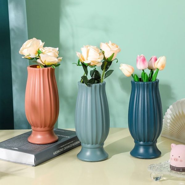 Simple Straight Living Room PE Flower Arrangement Vase Arrangement Dried Flowers Soft Decorations (Sea Blue) - Image 6