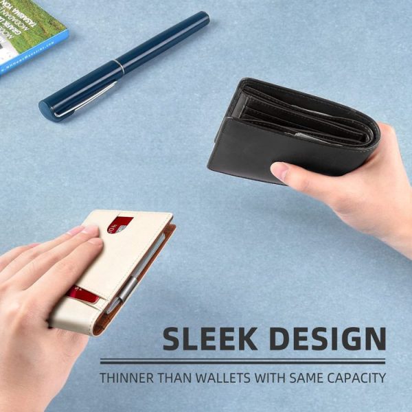 RFID Anti-Magnetic And Anti-Theft Leather Multi-Card Credit Card Wallet Coin Purse (Carbon Fiber Black+Blue Inner) - Image 5