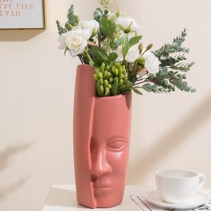 Durable Drop-Proof Thickened PE Dried Flower Ornaments Imitation Glaze Vase (Rose Pink)