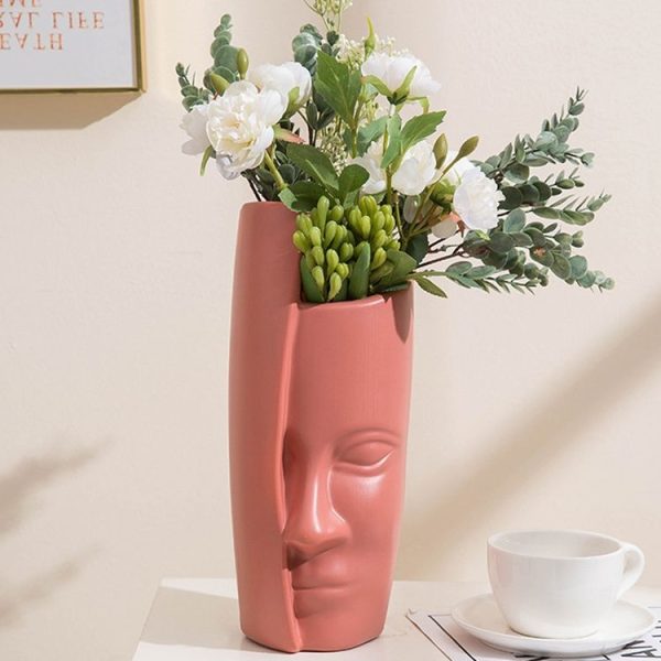 Durable Drop-Proof Thickened PE Dried Flower Ornaments Imitation Glaze Vase (Rose Pink)